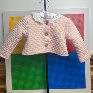 Nicole Miller Pink Baby Jacket with Lace Trim